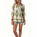 summer new arrival: pullover v-neck casual printed oversized top