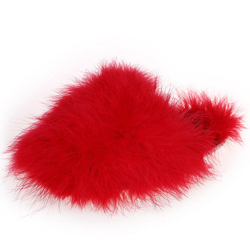 plus size indoor and outdoor fur slippers for women 2024 internet celebrity real fur toe cap for home office stuffed slippers for women