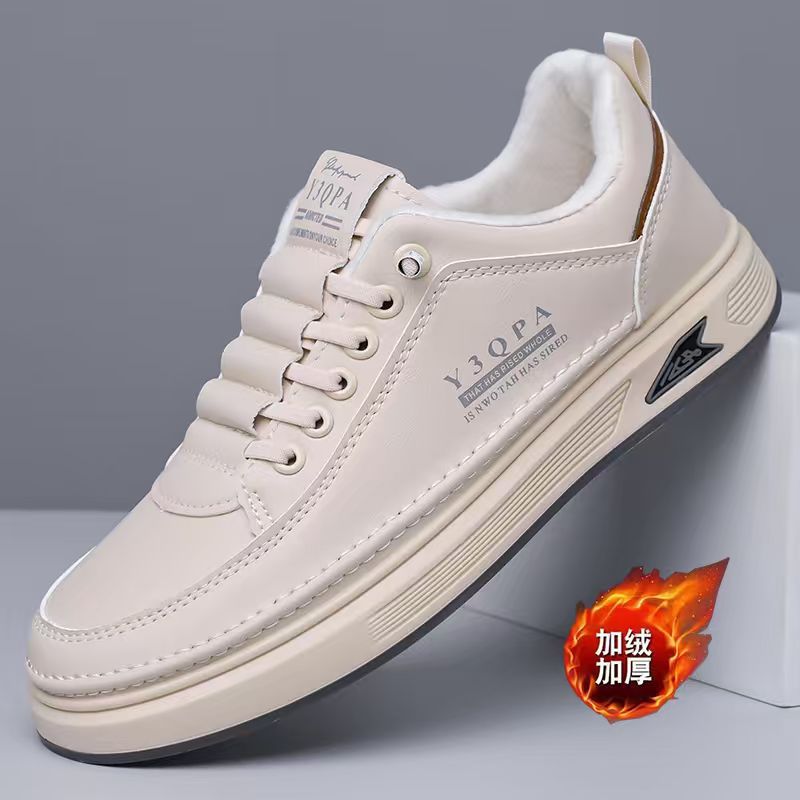 Men's 2025 winter new arrivals: soft-soled sneakers, white shoes, non-slip casual athletic shoes, thickened and fleece-lined warm sneakers