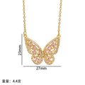 [titanium steel] internet celebrity new butterfly necklace for women electroplated hollow high-end copper micro-embedded light luxury sweater chain jewelry