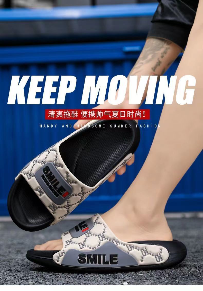 New men's platform slippers - 2024 outdoor beach sandals, athletic one-strap slides, comfortable indoor slippers