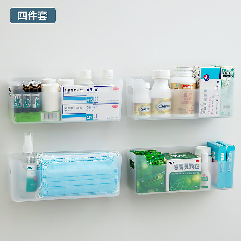 Desktop entrance mask drug storage box plastic transparent multi-functional medicine box portable classification wall-mounted storage box