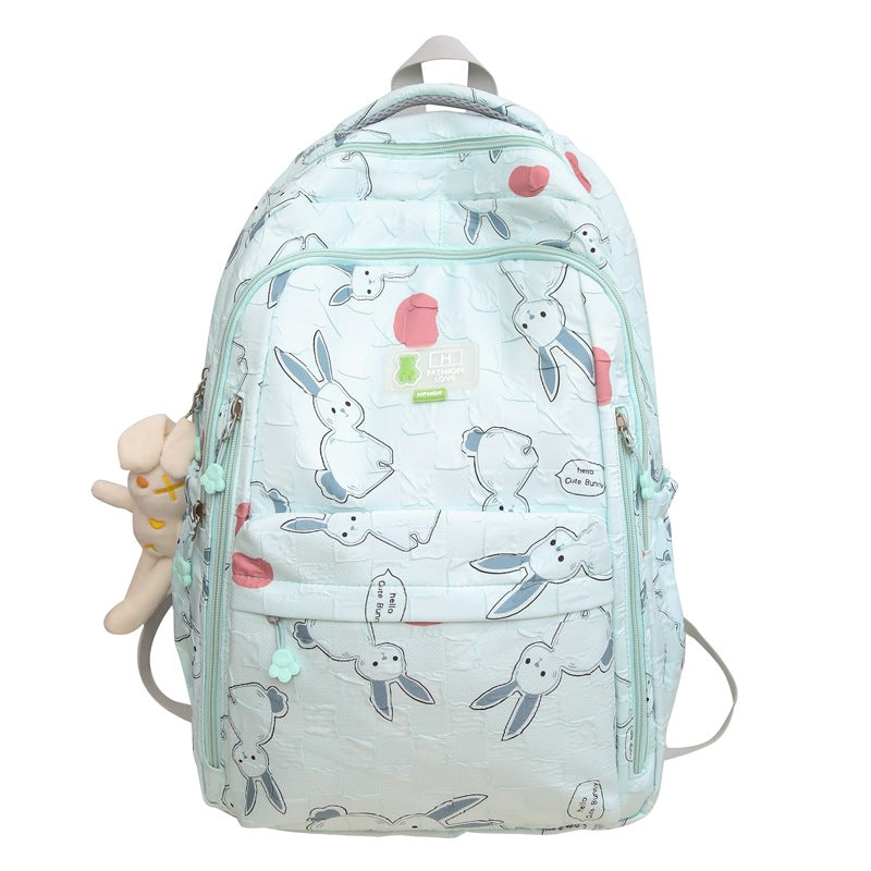 School bag female ins Mori Korean version printed junior high school student backpack high value college student lightweight backpack