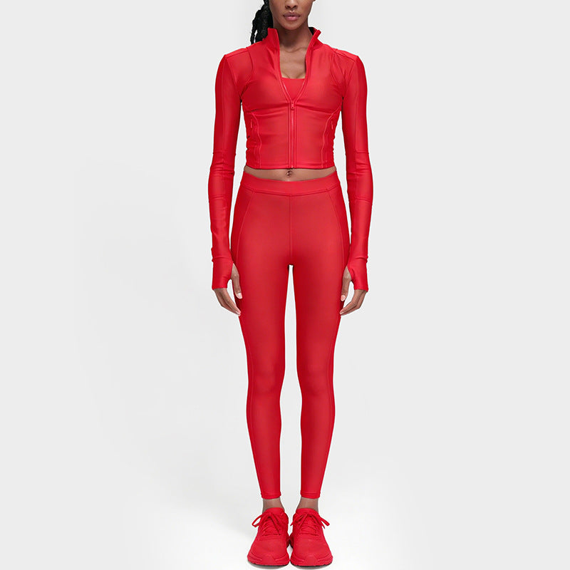 new arrival long-sleeve yoga top and bottom set - premium women's activewear two-piece workout outfit