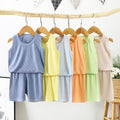 Kids vest suit summer ice silk shake cotton pajamas for boys and girls facial mask t home clothes baby shorts air conditioning clothes