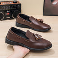 Men's black leather dress shoes - british style, summer breathable, pointed toe, versatile for young professionals and students, black work shoes