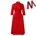 D605 women's foreign trade dress,  autumn/winter new collection, fashionable long-sleeve blazer collar double-breasted midi african dress