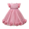 Girls' dress - mesh embroidered sweet style - baby birthday & first birthday princess dress - in stock wholesale - flutter sleeve tulle