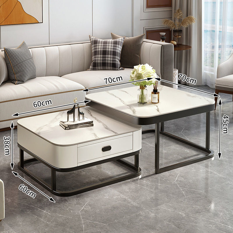 Modern minimalist sintered stone coffee table - luxury, trendy, space-saving design for small living rooms - available in various sizes for creative home combinations