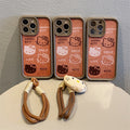 Brown apple 16pro leopard print mobile phone case iphone11/13 short lanyard protective cover xr apple 16 mobile phone case
