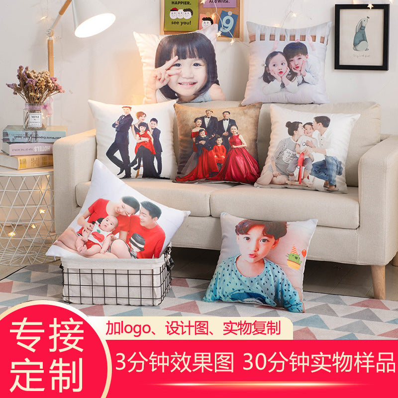 Pillow customization, customized pillowcase logo printing, gift cushion cross-border pillow customization