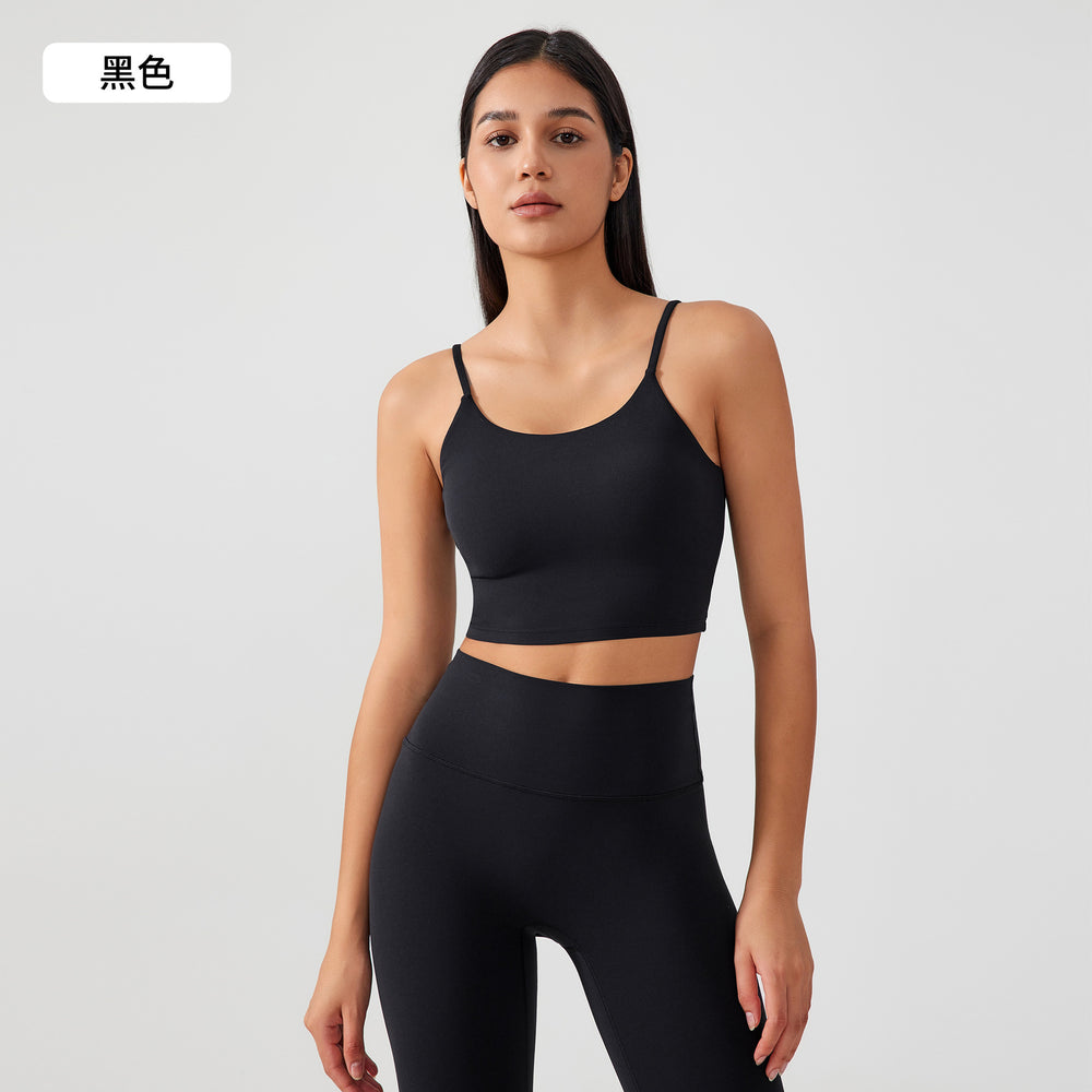 New women's sports tank top bra - built-in cup, shockproof, push-up, side boob coverage, beautiful back, fitness yoga bra ag002
