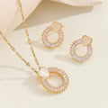 European and american style zircon necklace and earring set - high-end gemstone, light luxury, cross-border, round necklace, women's jewelry wholesale