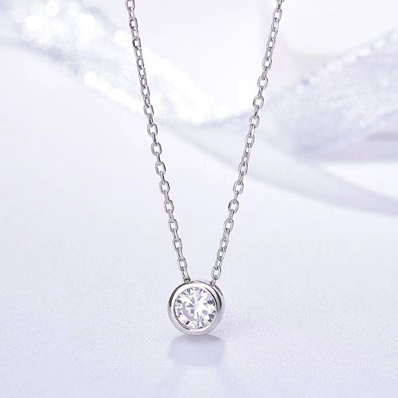 S925 silver clavicle chain pure pendant with chain european and american live broadcast hot-selling moissanite necklace accessible luxury high-end