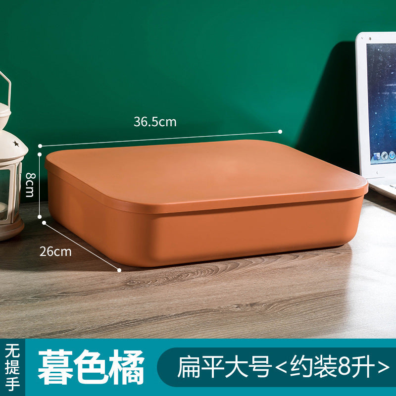 Household contrasting color storage box, wardrobe clothes sorting box with lid, large storage basket, sundries storage box, plastic.