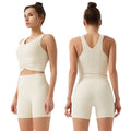 Eco-friendly fabric yoga tank top & shorts set - outdoor sports, butt-lifting, barely-there feel, shockproof fitness apparel, customizable, breathable