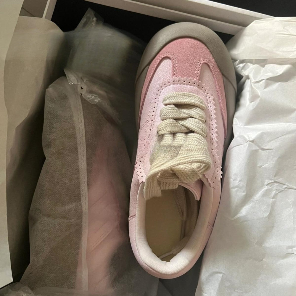Pink german army trainers (gats) women's shoes 2026 new spring thick sole height increasing shoes retro puffy shoes casual sneakers athletic shoes