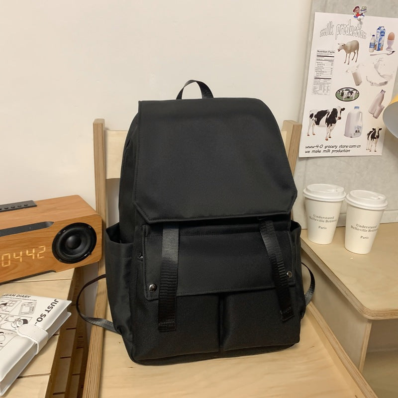 Backpack solid color simple daily travel both practical large backpack Oxford cloth breathable anti-splash college backpack