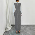 Amazon slim-fit bubble sleeve dress - women's tk cross-border houndstooth bodycon maxi dress
