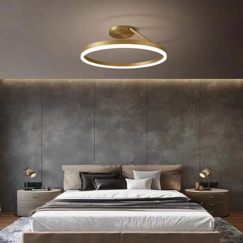 Modern minimalist slanted ring restaurant pendant light, minimalist black ring nordic bar bedroom eye-caring lighting fixture wholesale