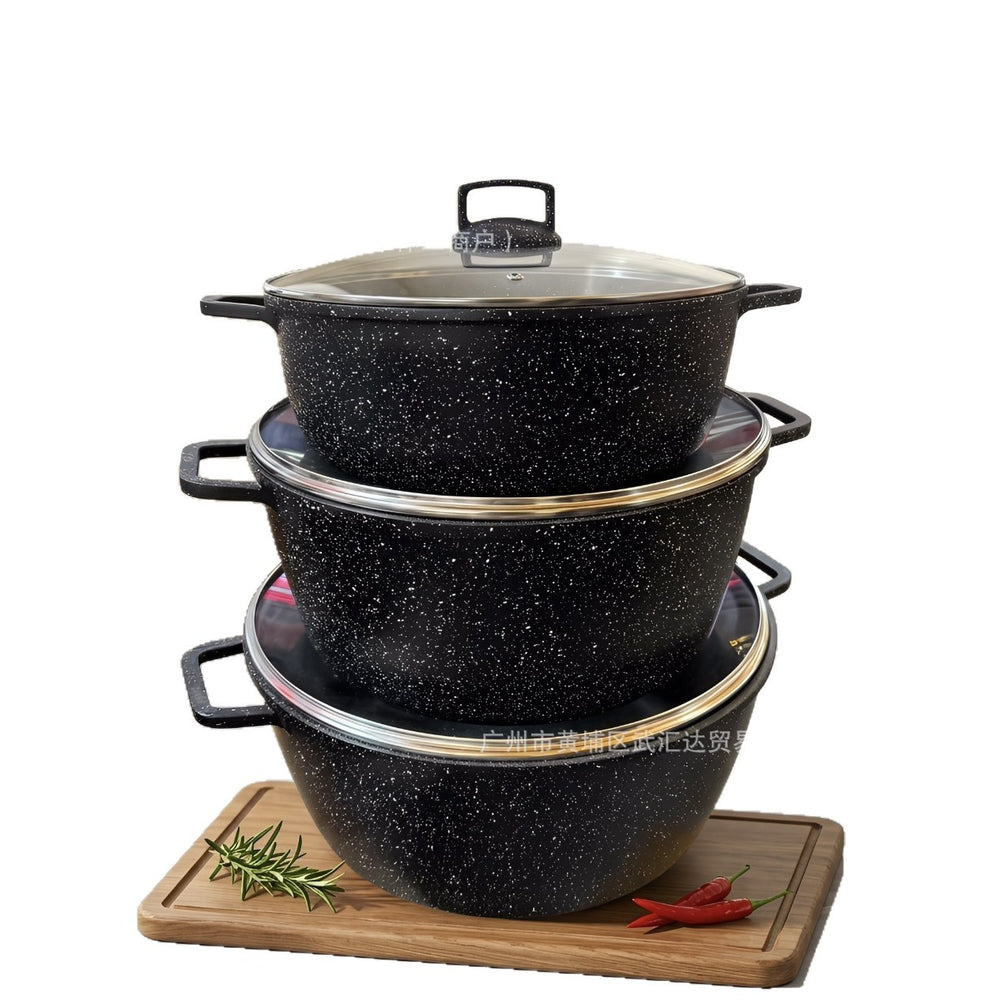 Uakeen multi-specification soup pot suit 3-piece casserole 36/40/44cm double-layer composite bottom aluminum alloy