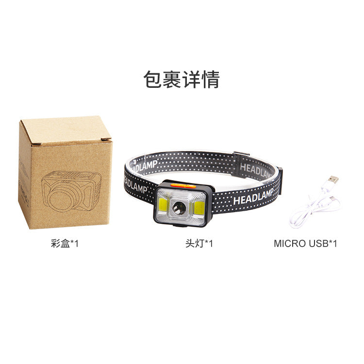 Cross-border new red and white light USB charging highlight lamp bead head COB floodlight outdoor home LED lighting headlight