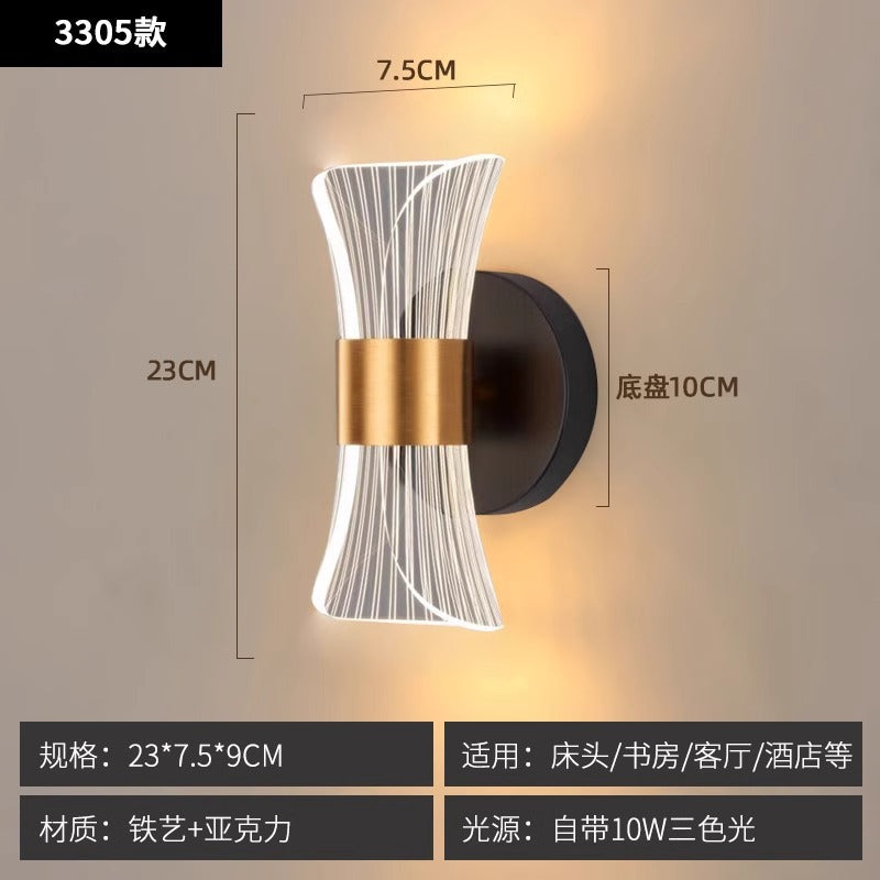 Wall lamp Nordic LED bedroom lamp Modern minimalist creative staircase aisle lamp Streamer living room atmosphere bedside lamp