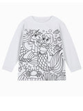 Unique diy fun graffiti hand-painted coloring mermaid design 95% cotton spring/autumn american style girls' long-sleeve t-shirt