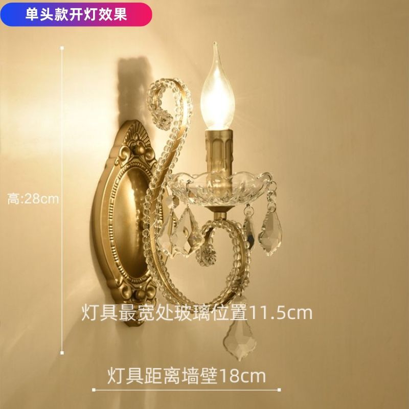 American bedside bedroom wall lamp french living room study aisle staircase high-end crystal lamp