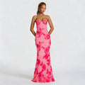 C7672 cross-border   fashion women's elegant sexy jacquard camisole party dress