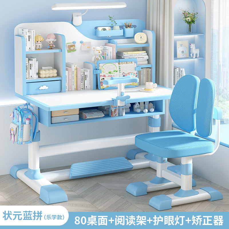 Children's study table Household primary school students Writing homework desk Simple children's desks and chairs Lifting table set