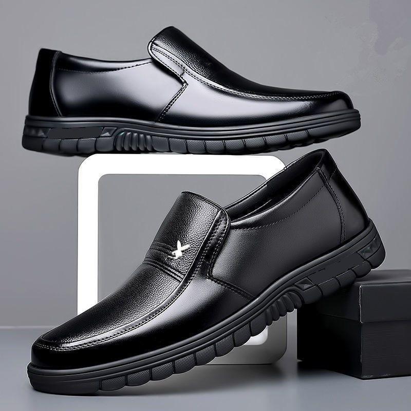 【genuine soft leather】men's autumn/winter leather shoes - stylish, versatile business casual shoes for men - soft sole, comfortable dad shoes for middle-aged and elderly men