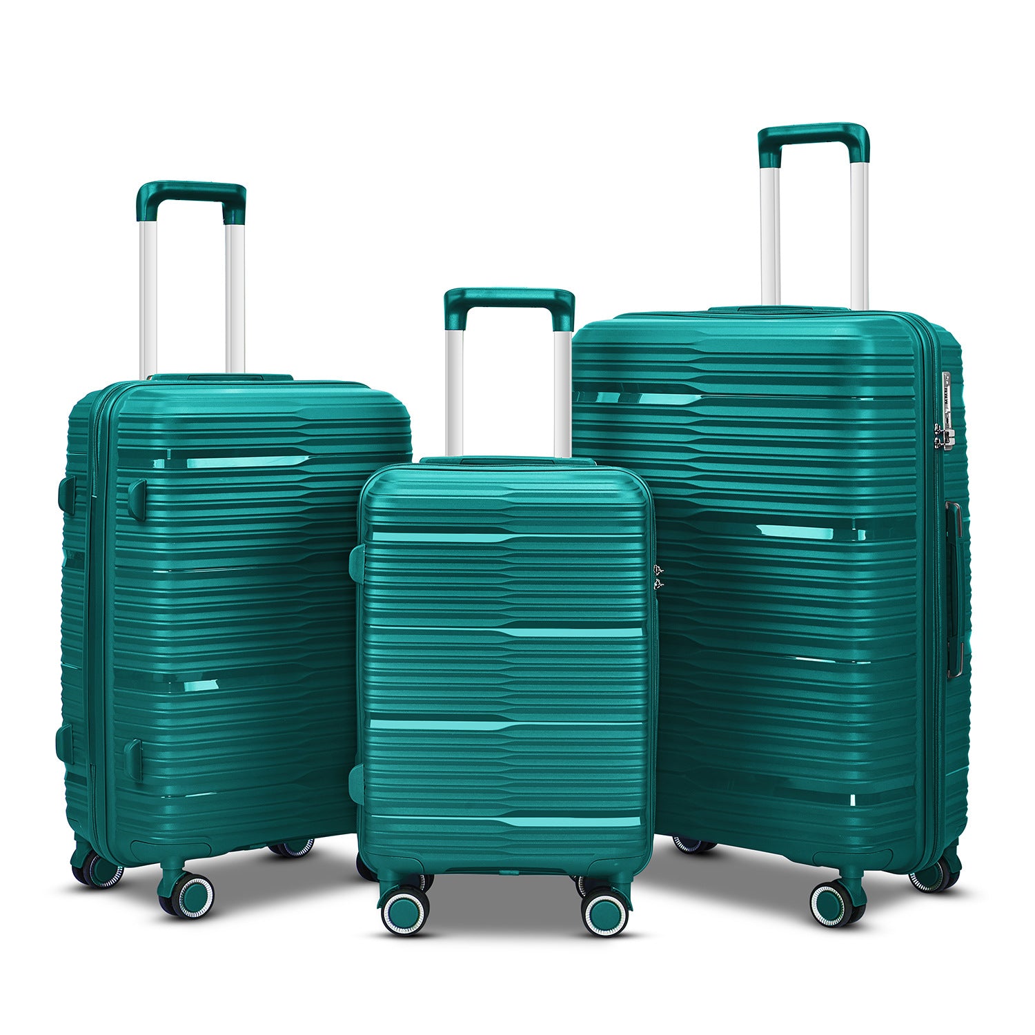 Source manufacturer Foreign trade three-piece suitcase PP material universal wheel password suitcase 20-inch boarding trolley case