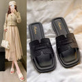 Xiaoxiangfeng sandals women's summer outwear non-slipeasiest for matchfashion imitation wood grain flatsh belt one-line slippers women's export