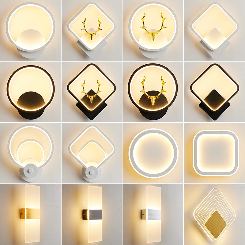 Wall lamp bedroom bedside wall lamp Nordic led living room modern simple background light creative corridor aisle lamp