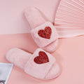 2024new arrival women's plus size fur slippers autumn winter one-piece flat heel open toe popularfashionheattech heart-shaped slippers