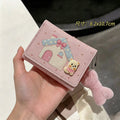 Korean style short wallet multifunctional card holder cute cartoon foldable multi-card slot leather wallet student high-value design