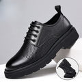 Thick sole leather shoesmencut out british soft leather business formal shoes big toe shoes low anklecasual wedding groom heightening shoes