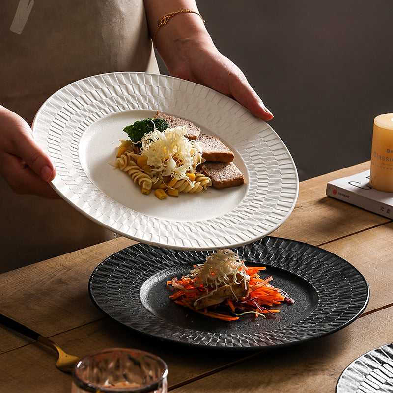 Nordic rock texture ceramic steak plate - premium ceramic tableware for restaurants and hotels
