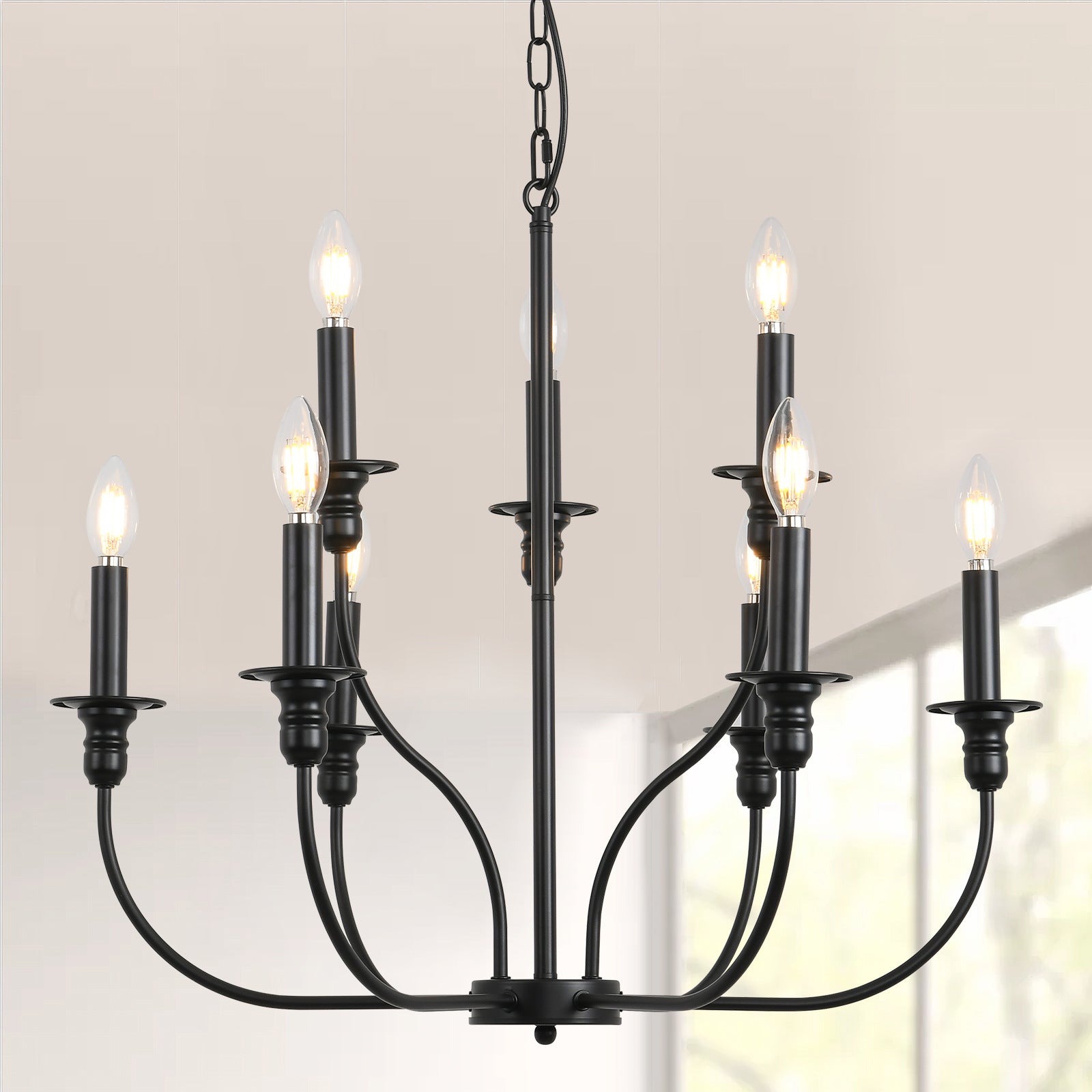 Cross-border  American retro chandelier, American country 6 heads 8 heads black gold wrought iron lamps