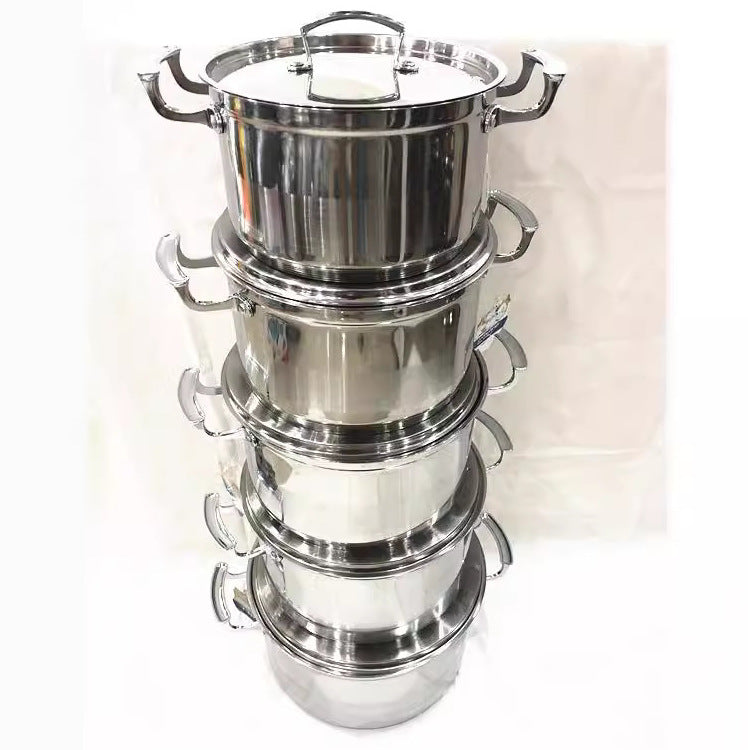 304 stainless steel set pot factory direct salesexport5pcs straight stainless steel pot 22-24-26-28-30cm