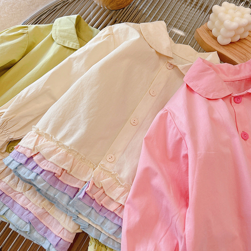 new cotton blouse - stylish and trendy spring/autumn shirt for baby girls and toddlers - lapel collar, perfect as a base layer or outerwear
