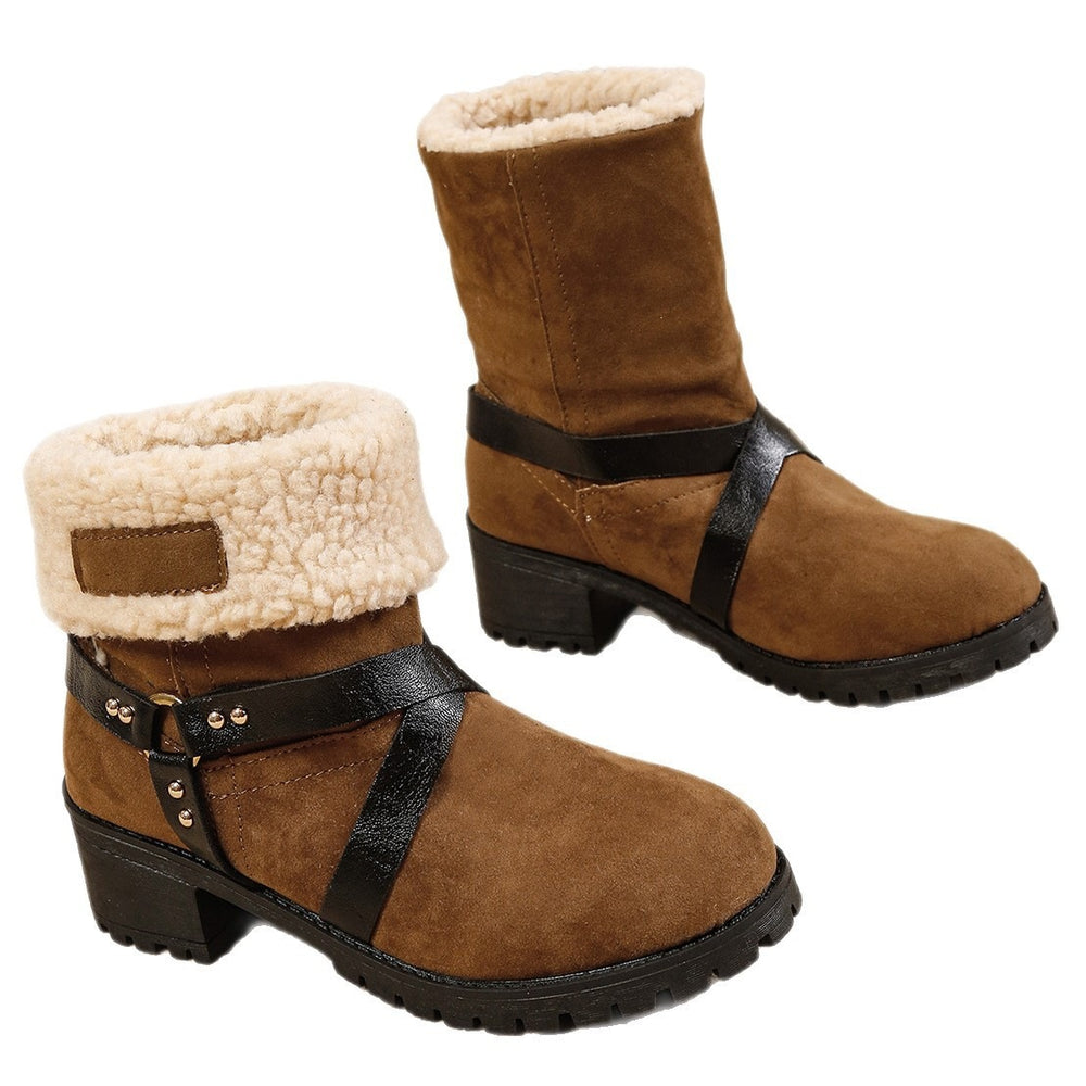 Export cross-border plus sizefleece-lined short women's boots martin boots stuffed women's boots winterfashionheattech cotton boots wholesale