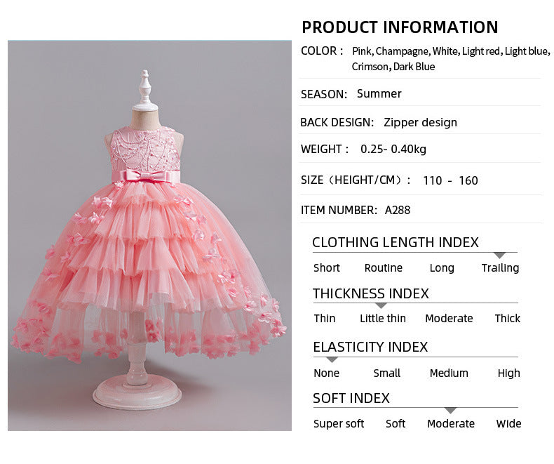 girl wedding dress little girl dress kids host princess dress tail catwalk performance costume skirt