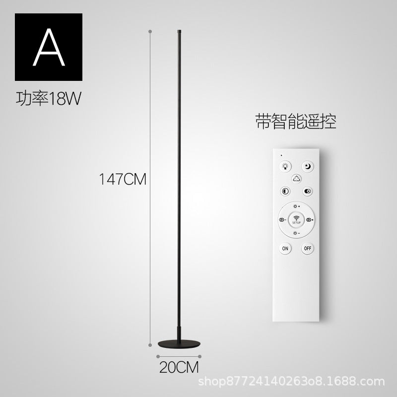 Minimalist light luxury long nordic bedroom bedside living room standing floor lamp casual modern atmosphere line remote control lamp