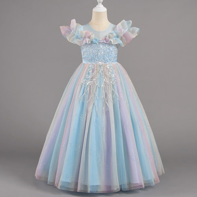 Kids piano performance clothes longdress summerexport children's clothing girl children's wholesale new arrival princess dress