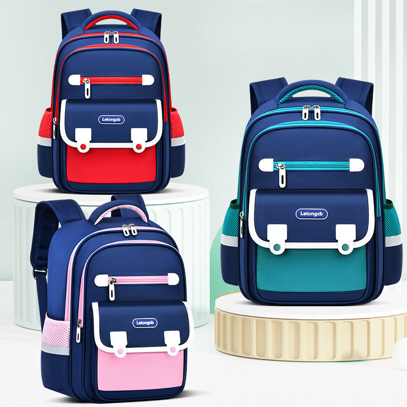 New elementary school backpack for boys and girls, grades 1-6, waterproof, lightweight, spine-protecting kids' backpack