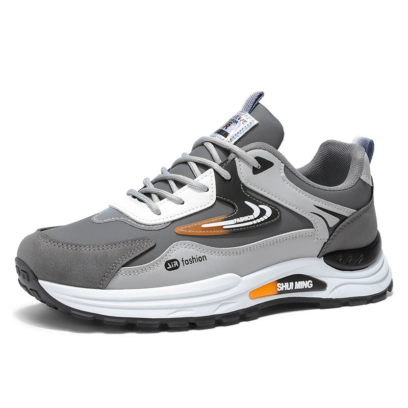 Men's spring new leather waterproof sneakers - anti-slip, wear-resistant, trendy, versatile, casual, odor-resistant, soft sole shoes