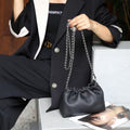 This year's trendy gold chain shoulder bag for women, 2024's new cloud-shaped pleated bag, genuine leather single-shoulder crossbody bag, fashionable