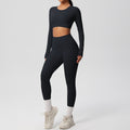 Ready-to-ship, solid-color, double-sided nylon brushed fabric, barely-there feel, form-fitting activewear yoga set for running and fitness, two-piece
